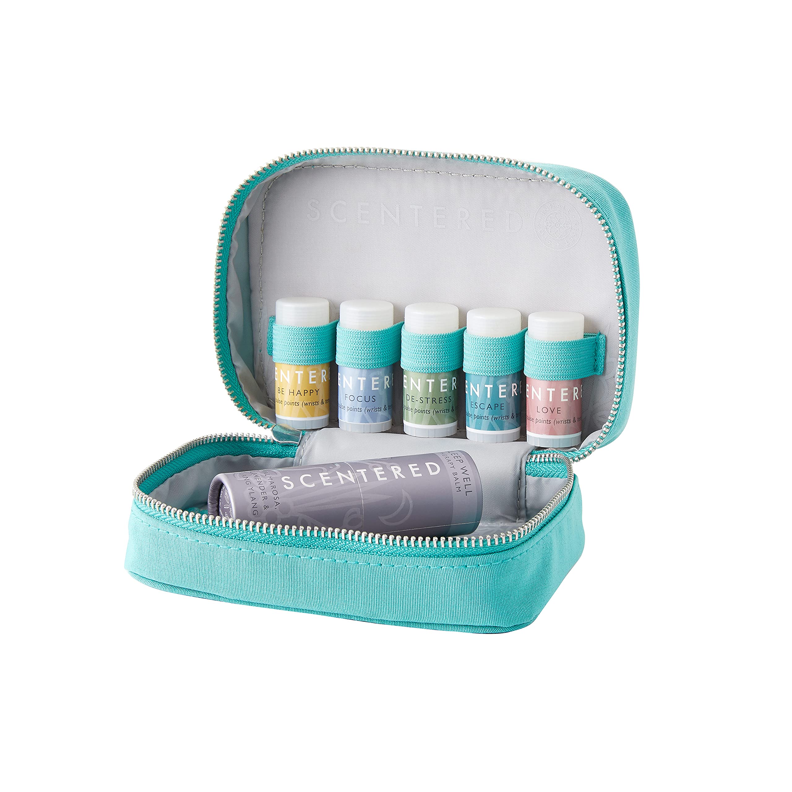 Scentered Aromatherapy Essential Oils Balm Gift Set - DAILY RITUAL - Sleep Well (5g) + 5 x Mini Balms: De-Stress, Focus, Happy, Escape & Love - Relaxing Gifts for Women