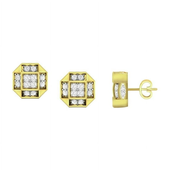 Bellano Women's Stud Earrings 0.50CT Round Diamond 10K Yellow Gold