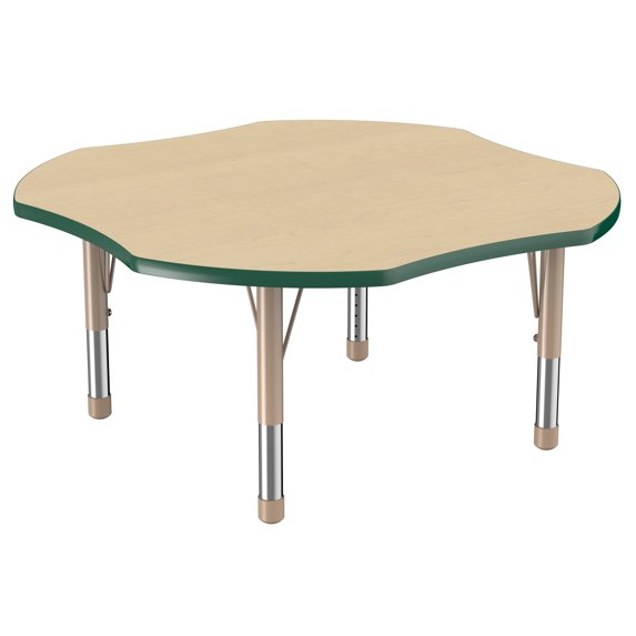 ECR4Kids 48in Clover Everyday T-Mold Adjustable Activity Table Maple/Green/Sand - Chunky Leg