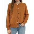 thumbnail image 5 of Women's Fall Winter Fashion Casual Solid Color Round Neck Long Sleeve Knitted Button Sweater Loose T-shirt Top, 5 of 5
