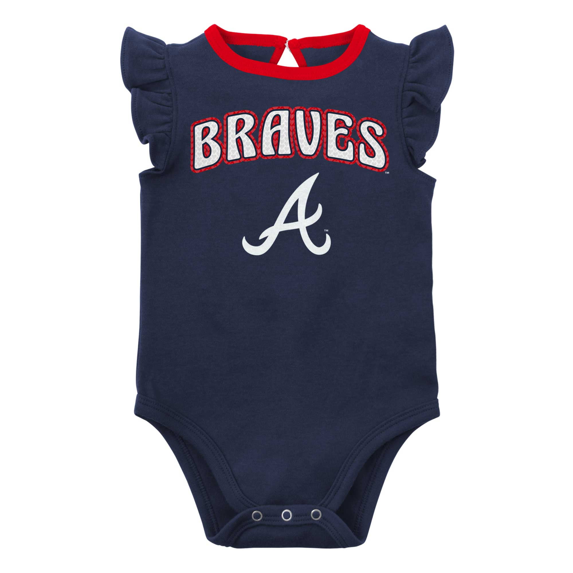 Girls Newborn & Infant Navy/Heather Gray Atlanta Braves Little Fan Two-Pack Bodysuit Set