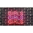 thumbnail image 2 of Queen Sense 20" Girls Girls Girls Neon Sign Acrylic With Dimmer Man Cave Pub Bar Wall Decor Artwork Handmade Neon Light 120GGGPPTPADim, 2 of 5
