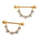 thumbnail image 5 of 1 par de pendientes de cristal , con escudo de pezón, joyería perforadora con barra de material acero inoxidable, oro 2 piezas doradas Hugo Anillos de pezón para mujer, 5 of 5