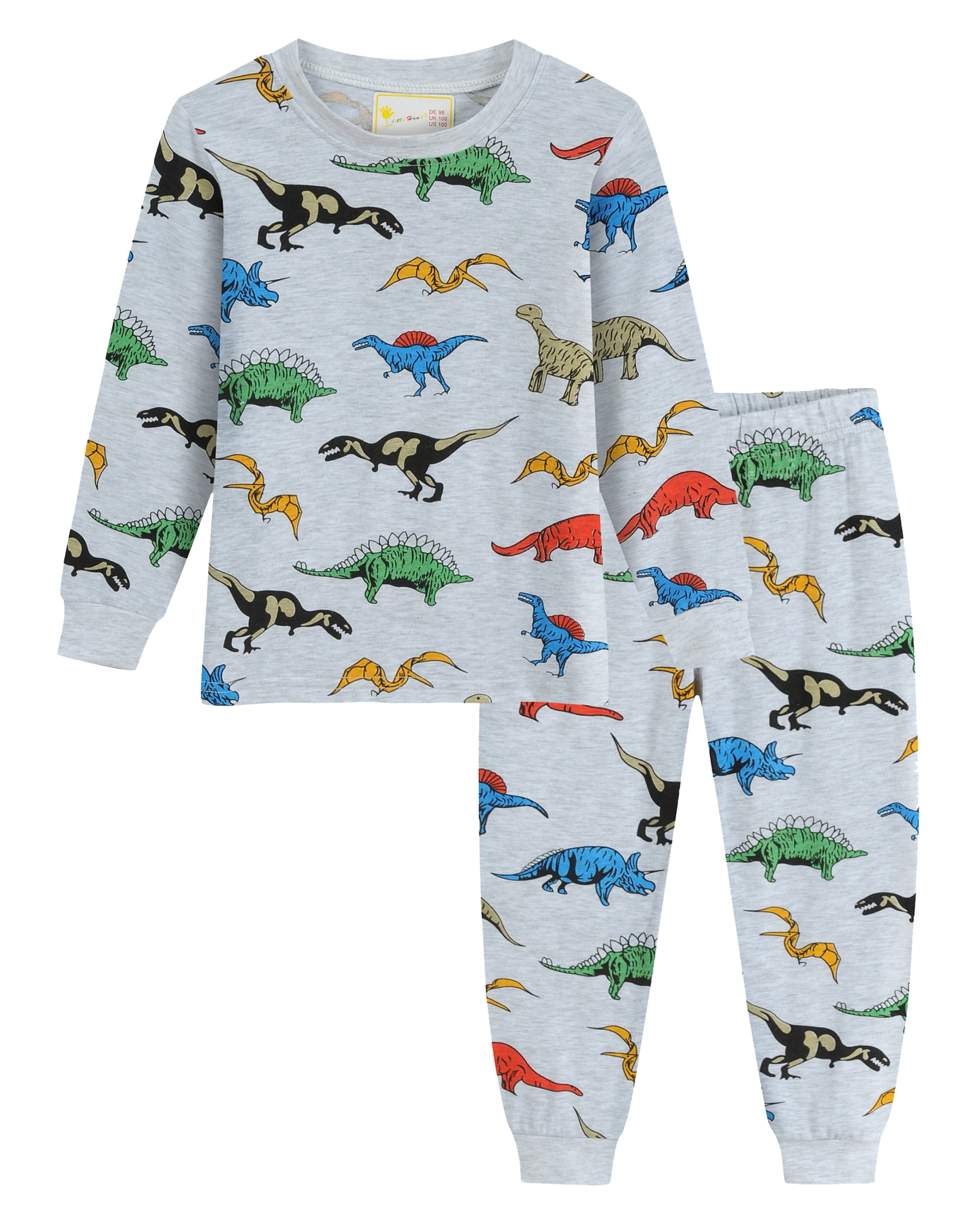 Size 2-7 Years Boys Pajamas Long Sleeve Toddler Clothes Set Dinosaur 100% Cotton Little Kids Pjs Sleepwear