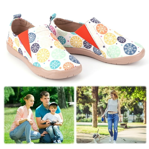 Zapatos Cómodos para Barcos Informales Lona Mocasines Navideños Mujer Antideslizantes Transpirables Punta Redonda Viajes Al Aire Libre
