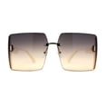 thumbnail image 2 of Womens Rimless Side Glitter Trim Oversize 90s Butterfly Sunglasses Ivory Silver Brown Beige, 2 of 4