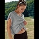 thumbnail image 4 of Camisetas de Entrenamiento de Corta para Mujer, Blusas con Espalda Abierta, Informales, para Yoga, Atléticas, Gimnasio, Holgadas, para Correr Gris L, 4 of 7