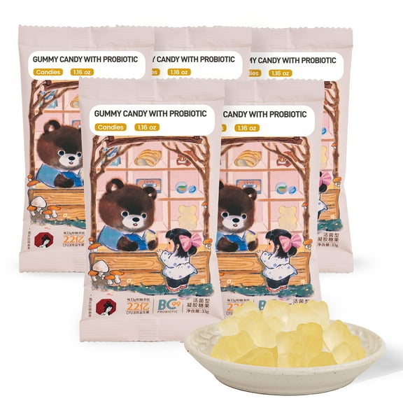 Gummy Candy with Probiotic, 1.16oz*5【5 Packs】