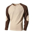 thumbnail image 4 of KHONTS Men's Henley Shirt Raglan Long Sleeve T Shirts Casual Lightweight Tops Classic Fashion Tees Khaki L, 4 of 6