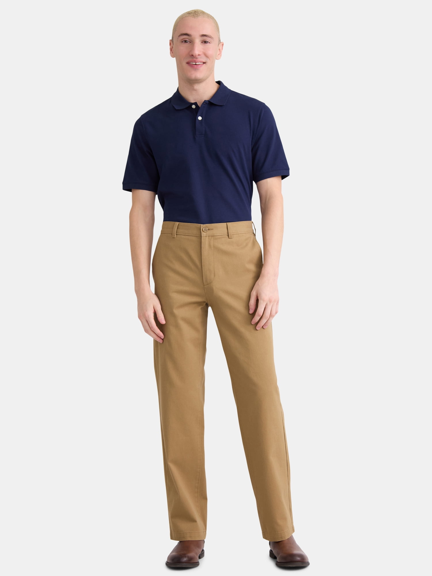 George Men's & Big Men's Classic Fit Flat Front Wrinkle Resistant Casual Pants, Waist Sizes 29-56