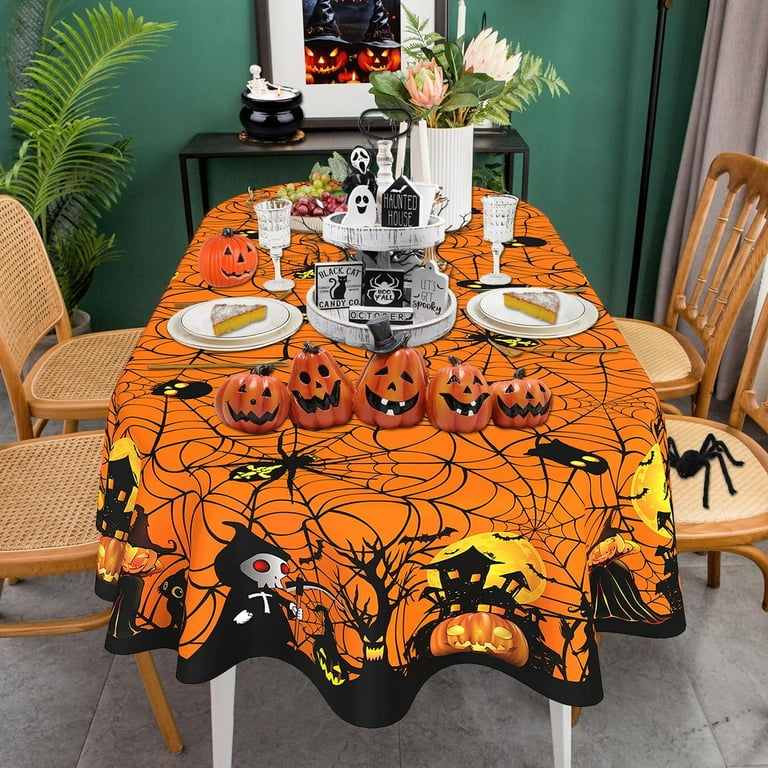 Halloween Tablecloth Oval 60 x 102 Inch, Oval Halloween Table