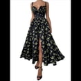 thumbnail image 1 of Vestidos de Verano para Mujer 2025, Vestido con Corsé Floral y Cuello de Lechera. Negro L, 1 of 10