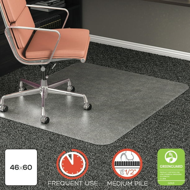 deflecto RollaMat Frequent Use Chair Mat for High Pile Carpet, 46" x 60