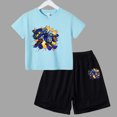 thumbnail image 3 of Conjunto de 2 piezas de camiseta y pantalones cortos informales para niños y adolescentes, de algodón, de manga corta, para verano, 3 of 5