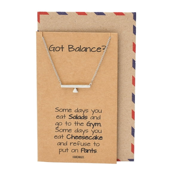 Quan Jewelry Balance Pendant Necklace, Gifts for Women, Inspirational Quote With Greeting Card