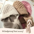 thumbnail image 3 of Winter Versatile Knitted Hooded Scarf For Women,Stylish, Versatile, And Available In Multiple Colors All-In-One Beanie And Scarf With Fleece Lining For Windproof Warmth, 3 of 8