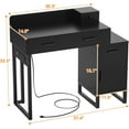 thumbnail image 3 of Vanity Desk With 4 Drawers and Cabinet, Makeup Vanity Table With Charge Station Socket, Small Space Makeup Bedside Cupboard, Gift for Her Choice, Suit for Apartment/Dorm/Bedroom, Elegant Black, 3 of 7