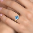 thumbnail image 4 of Gem Stone King 18K Yellow Gold Plated Silver Swiss Blue Topaz and White Topaz Engagement Ring for Women | 2.91 Cttw | Oval Checkerboard 9X7MM | Gemstone November Birthstone | Size 8, 4 of 6
