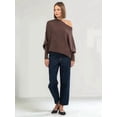 thumbnail image 4 of Women'S Fall Sweaters 2025 Casual Long Batwing Sleeve Loose Off Shoulder Knit Pullovers Jumper Tops Brown One size, 4 of 7