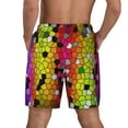 thumbnail image 4 of Haiem Colorful Tie Dye Stained Glass 1 Mens Swim Trunks with Compression Liner 2 in 1 Swimming Shorts Stretch Swimwear Quick Dry,Board Shorts-Medium, 4 of 9