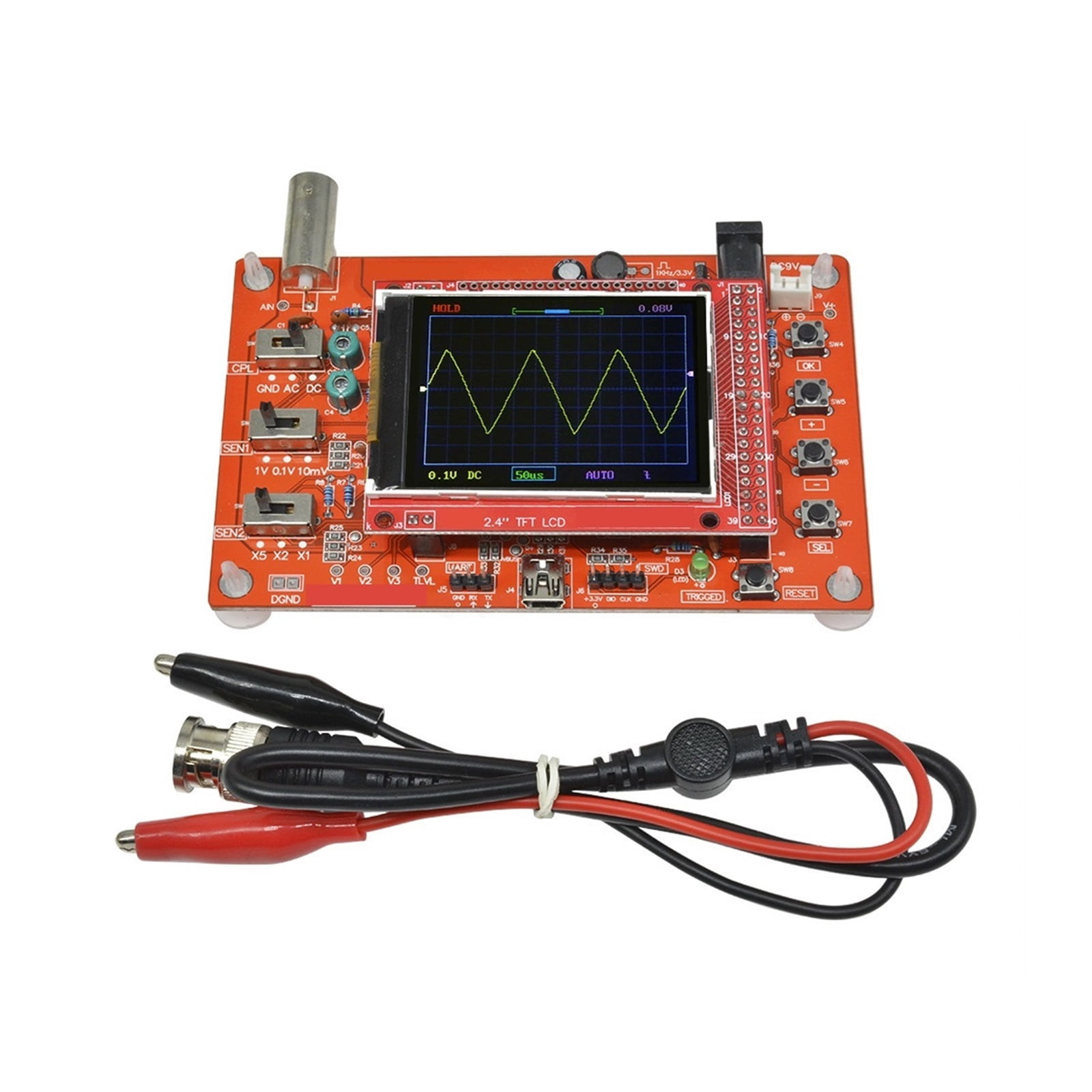 Fully Assembled Digital Oscilloscope 2.4" Display With Probe Test Clip For Electronic Measuring Instrument ,Professional Designed