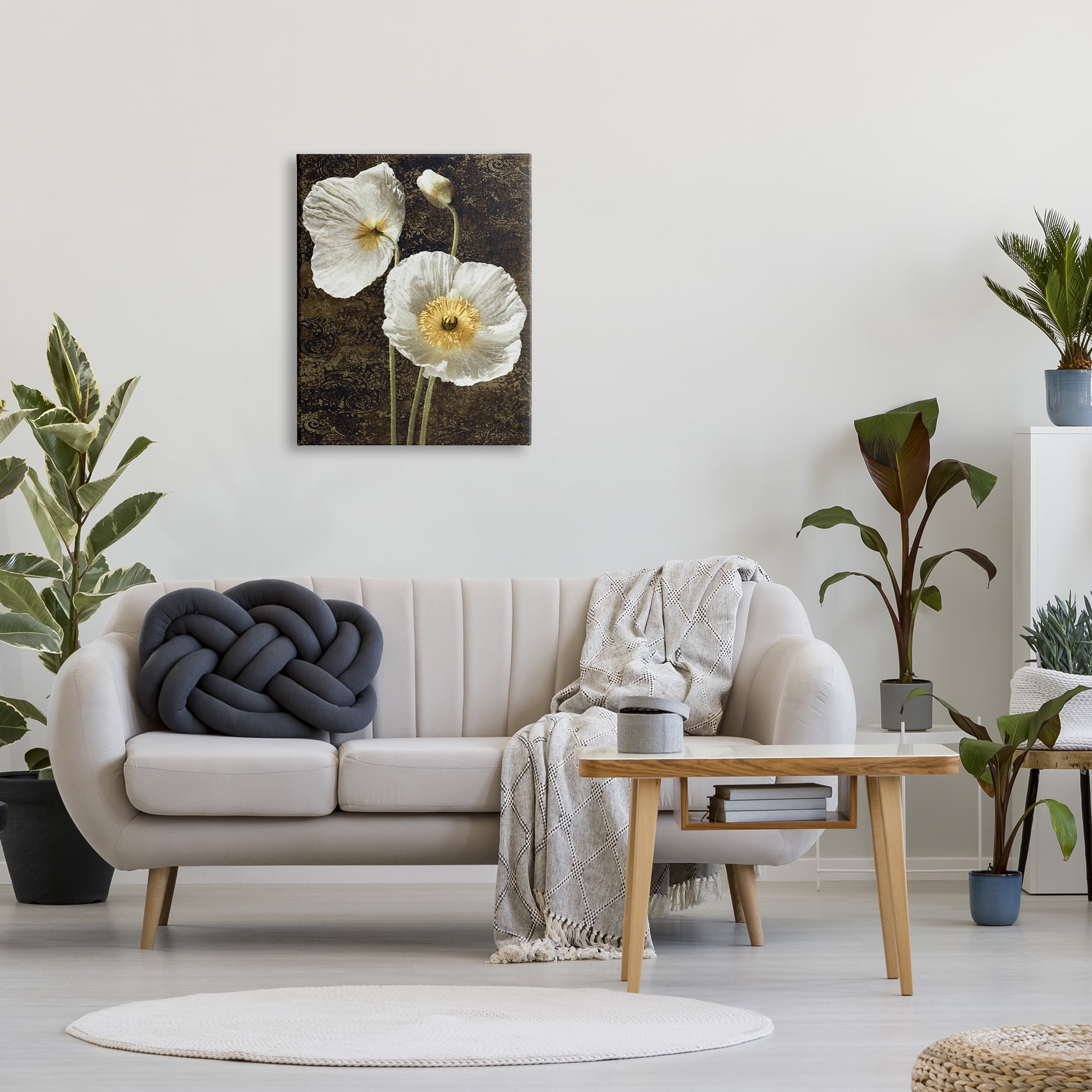 Stupell Industries Budding White Poppies Botanical & Floral Painting Gallery Wrapped Canvas Art Print Wall Art, 24 x 30