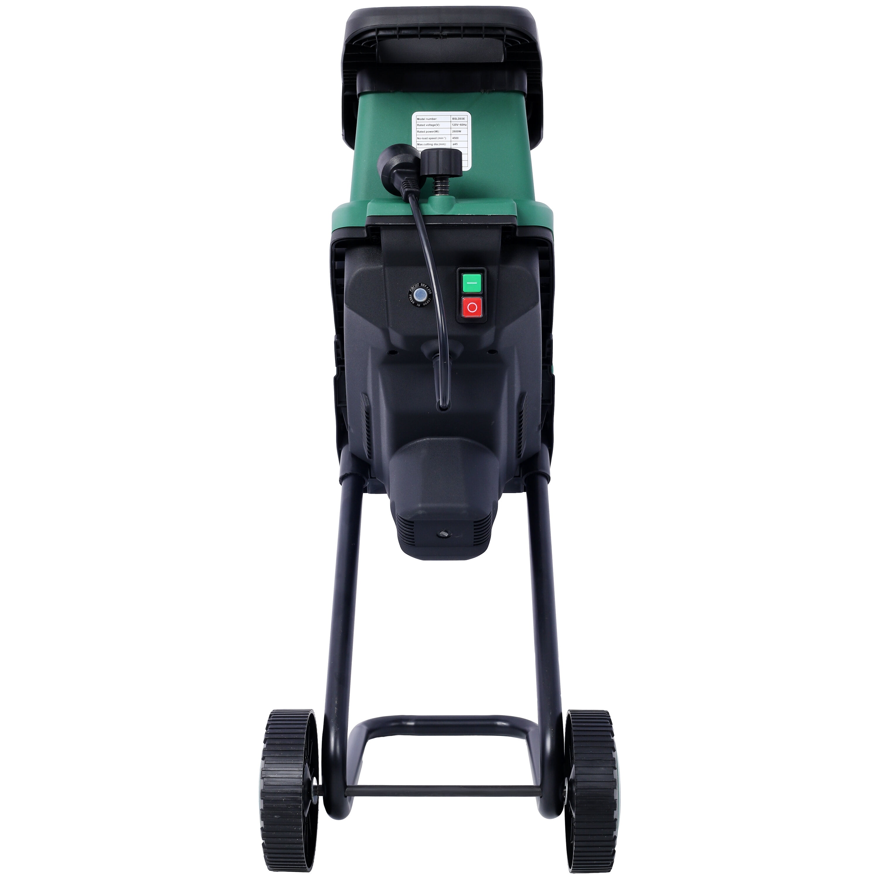 , 15Amp Electric Wood Chipper/Shredder with Wheels Electric Garden Shredder Portable Chipping Width Collection Bag, Double Sided Blade System, Auto Shut-Off Green, Green ,Plastic ,