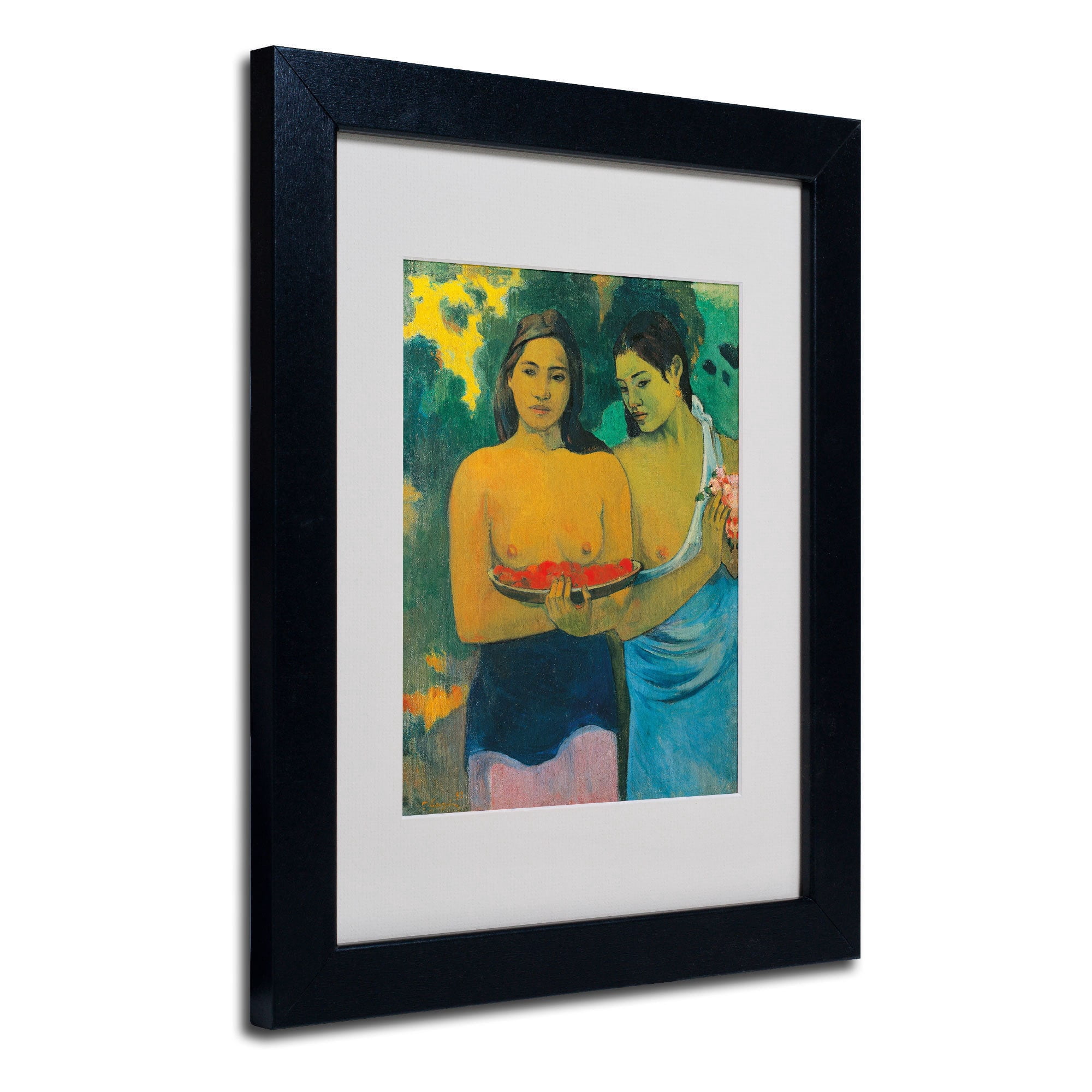 Trademark Fine Art "Two Tahitian Women 1899" Canvas Art by Paul Gauguin, Black Frame