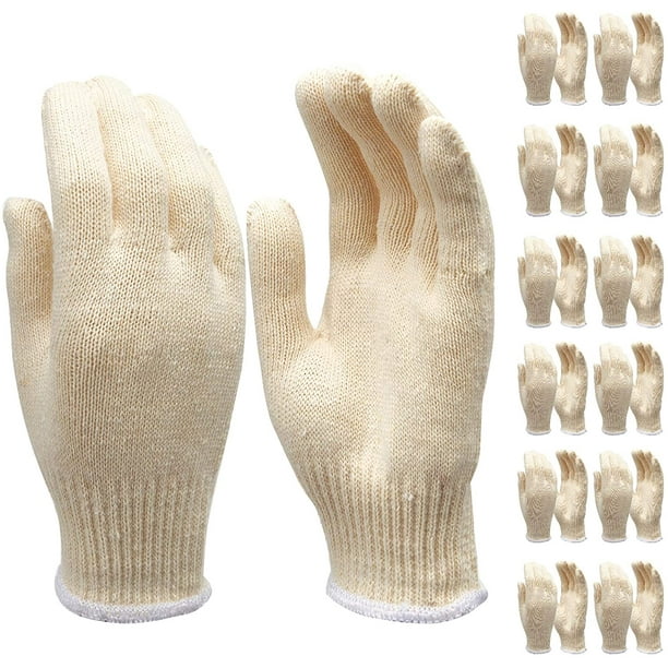 Safety gloves white cotton bbq heat liners grilling work glove men cooking  women High quality knitted cotton Pack of 12