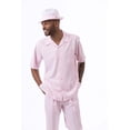 thumbnail image 2 of Men's 2 Piece Short Sleeve Walking Suit Solid in Pink - 696, 2 of 2