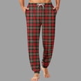 thumbnail image 2 of Txeol Plaid Comfy Pants for Men Lightweight Elastic Waist Drawstring Pants with Pockets Straight Leg Lounge Sleep Bottoms,Multicolor,XL, 2 of 5