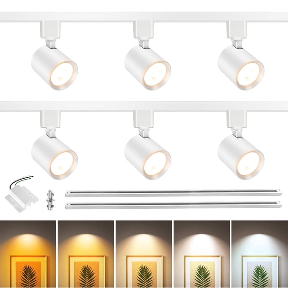 6-Light LED Track Lighting Kit with 6.6FT H Type Track Lighting Rail, Dimmable Track Lights Modern Kitchen Track Lighting Fixtures Ceiling Spot Light 2700K-5000K, CRI90 , 36° Beam 10W 800lm, White