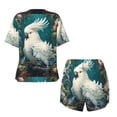 thumbnail image 5 of Lsque Tropical Parrot Floral Artwork Women's Short-Sleeved Pajama Set - 2 Piece Soft and Lightweight Sleepwear Set-Medium, 5 of 9