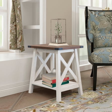 Rainbow Sophia Furniture Indoor Farmhouse Storage Manufactured Wood Rectangle End Table, Sargent Oak