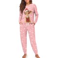 thumbnail image 2 of DISNIMO Christmas Women's Pajama Set Highland Cattle Snwoflake Printed Long Sleeve Sleepwear with Hair Band 4 Piece Pj Set Loose Fit Nightwear with Long Pajama Pants, M, 2 of 7