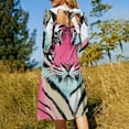 thumbnail image 5 of Pink Tiger Stylish Vibrant Art Flare Dress Square Neck Dress Elegant Female Fashion Printed Dress, 5 of 9