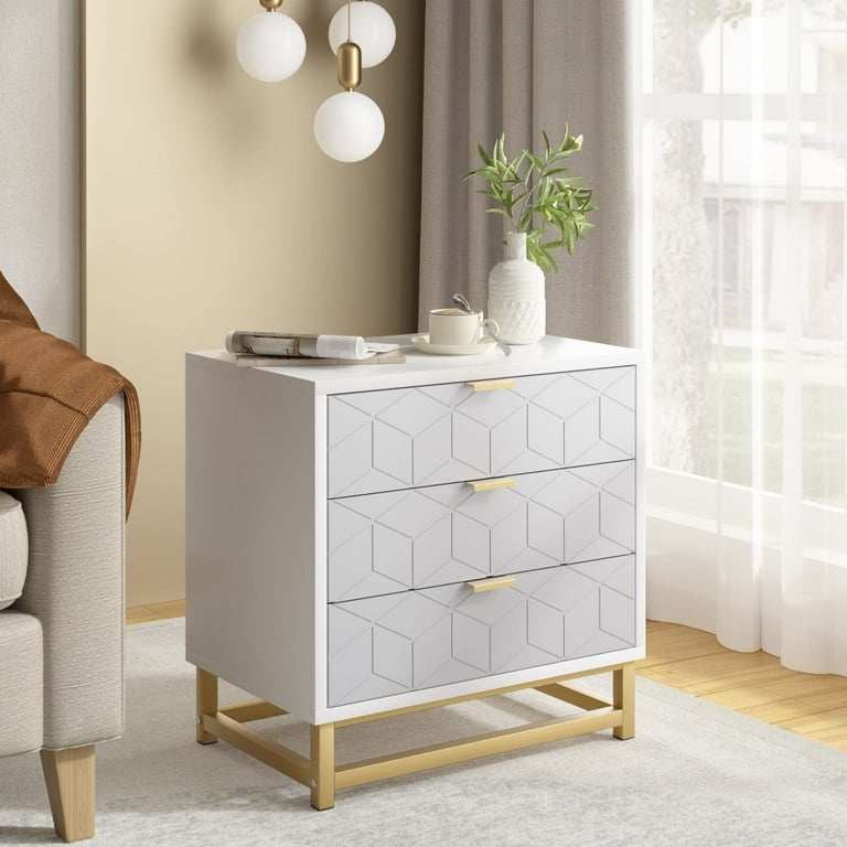 White chest of drawers with diamond handles deals