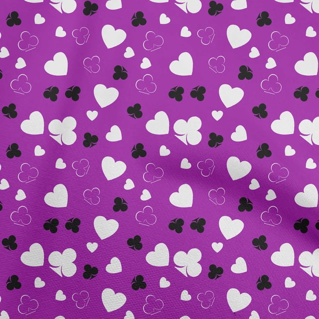 oneOone Polyester Spandex Purple Fabric Poker Card Craft Projects Decor Fabric Printed By The Yard 56 Inch Wide