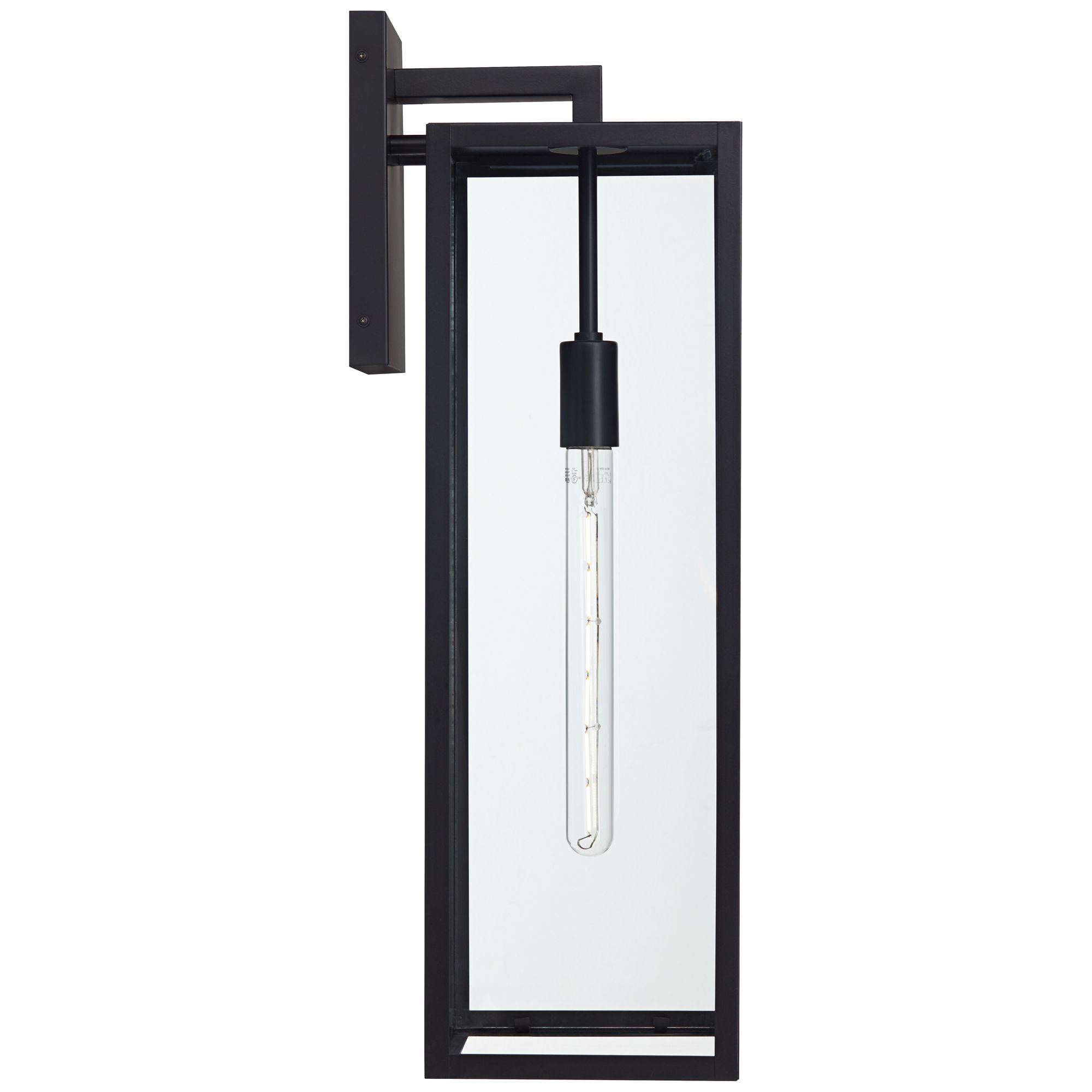 John Timberland Modern Industrial Outdoor Wall Light Fixture Mystic Black 27" Clear Glass Panels for Exterior Barn Deck House Porch Yard Patio Garage