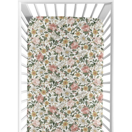 UPC: 0846480085263 | Vintage Floral Jersey Knit Fitted Crib Sheet by Sweet Jojo Designs