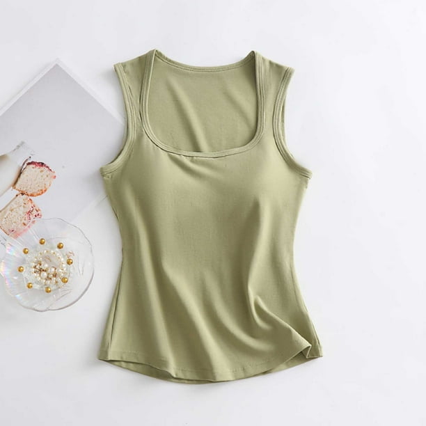 Pijama de manga corta para mujer, de verano, color liso, con tirantes y acolchado en el pecho, ropa interior sin mangas y pijama. Blusa de poliéster para mujer.