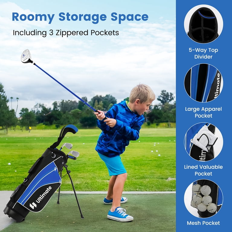 Gymax Youth Jr Beginner Golf Club Set, 28'' Portable Complete Set