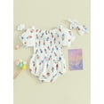 thumbnail image 4 of Suealasg Newborn Infant Girls 4th of July Clothes Popsicle Print Short Sleeve Pleated Romper Bodysuit+Headband Baby Girls Independence Day Summer Outfit, 4 of 9