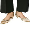 thumbnail image 4 of XYD Women Elegant Pearls D'Orsay Pumps Pointed Closed Toe Low Heels Slip-on Kitten Evening Shoes Size 15 Champagne, 4 of 4