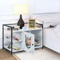 thumbnail image 6 of Demi Bonn 30" Hidden Cat Litter Box Enclosed Furniture, Indoor Wood Cat House with Iron Sturdy Structure, White, 6 of 8