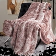 thumbnail image 2 of Faux Fur Throw Blanket, 50" x 60" Soft Fluffy Plush Thick Blankets, Comfy Cozy Mink Blanket for Couch Sofa Bedroom Live Room, Pink, 2 of 3