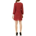 thumbnail image 4 of INSPIRE CHIC Women's Plaid Long Sleeve Button Up Point Collar Shirt Dress S Red, 4 of 6