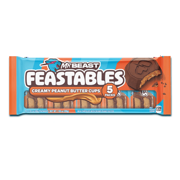 Feastables MrBeast Chocolate Peanut Butter Cups, 1.41 oz (40g), 5 Count
