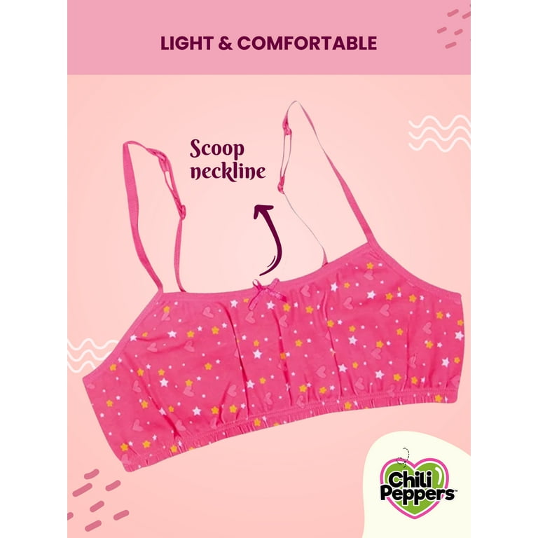 Adjustable Strap Cotton Crop Cami Training Bras for Girls | Comfortable &  Confidence Boosting Starter Bra Pack