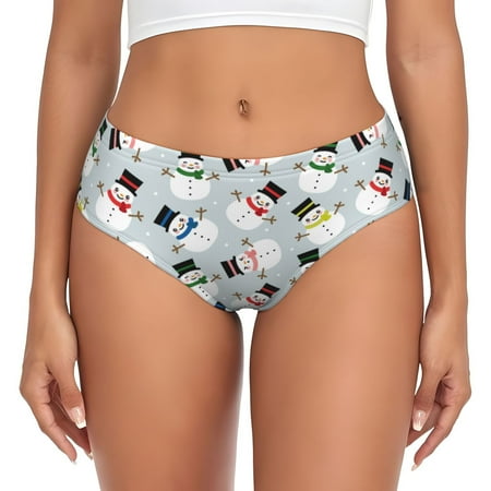 Sikiie Colorful Hat Snowman Women s High Waisted Cotton Underwear Soft Breathable Panties Stretch Briefs Seamless Ladies Panties-Medium